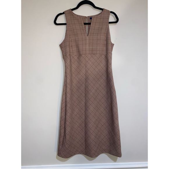 W by Worth Rust Red Cream Checked V-Neck Midi Dress, Size 6 - Picture 4 of 13